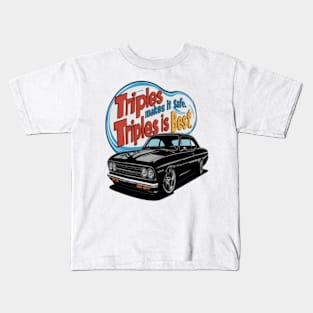 Triples makes it safe. Triples is best. Black Color Nova Car Kids T-Shirt